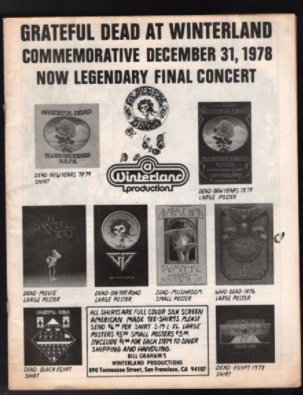 grateful dead at winterland commemorative de. 31,1978 Now legendary final concert